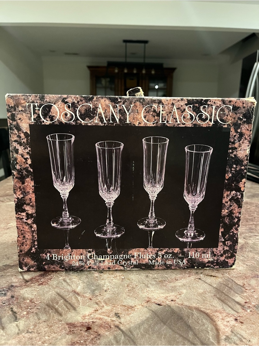 Vintage Brighton Crystal Champagne Flutes - Clear (Set of 4)